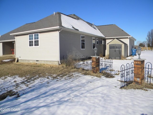 exterior space with a storage unit