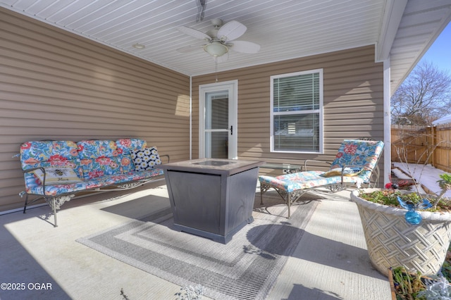 view of patio with ceiling fan