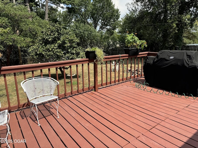 deck with a grill