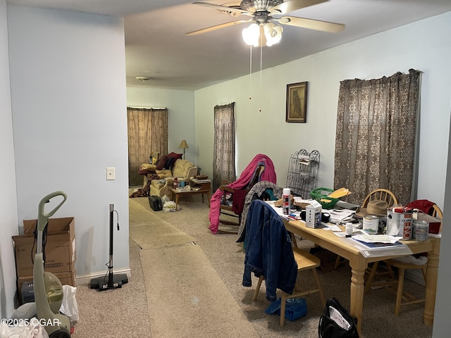 interior space featuring ceiling fan