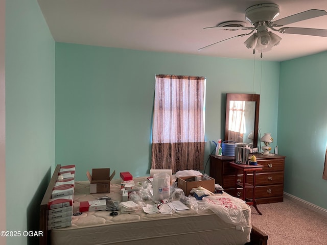 bedroom with carpet and ceiling fan