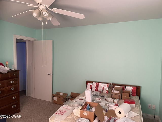 bedroom with carpet and ceiling fan