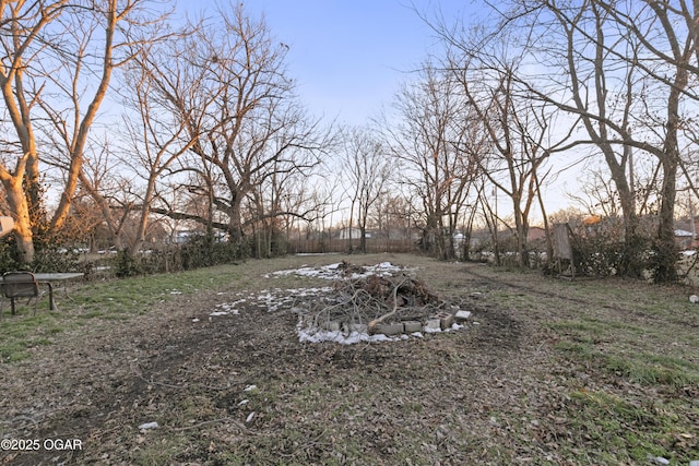 view of yard at dusk