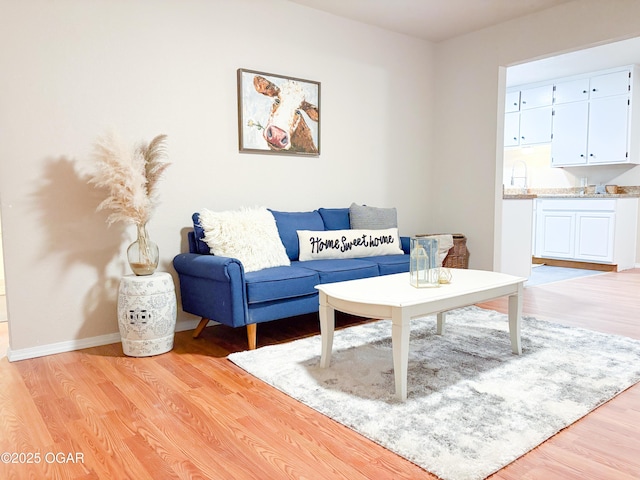 living room with light hardwood / wood-style floors