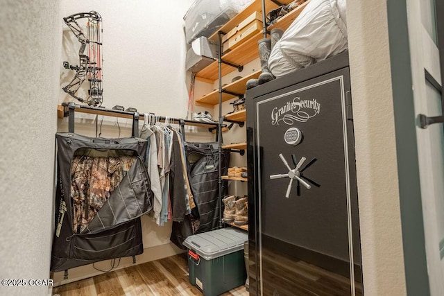 spacious closet featuring hardwood / wood-style floors