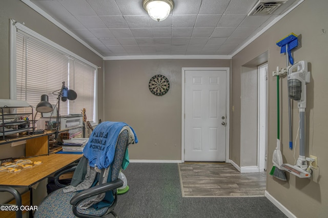 615 E 15th St, Joplin, MO 64801 - carpeted office space with ornamental molding, visible vents, and baseboards