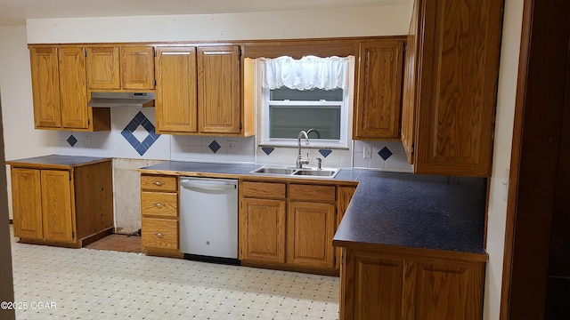 kitchen with dishwasher, sink, and backsplash