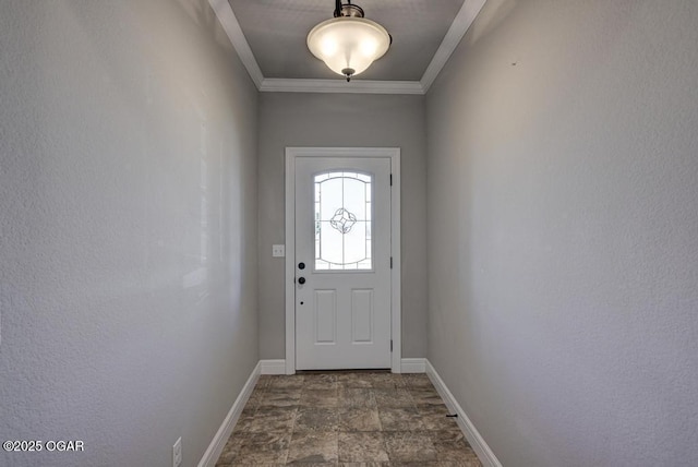 entryway featuring crown molding