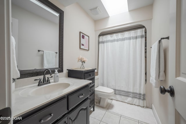 bathroom with tile patterned flooring, vanity, and toilet