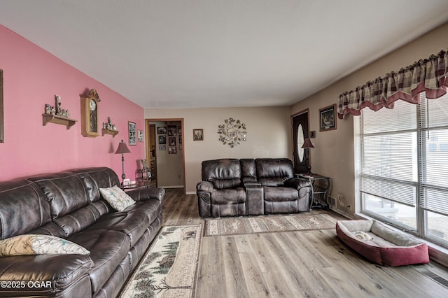 living room with hardwood / wood-style floors