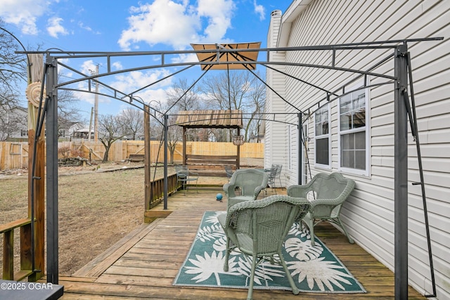 deck featuring a pergola