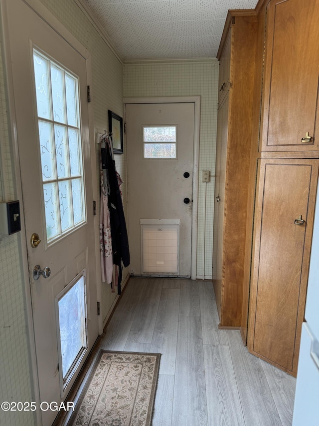 doorway to outside featuring light hardwood / wood-style floors and a healthy amount of sunlight