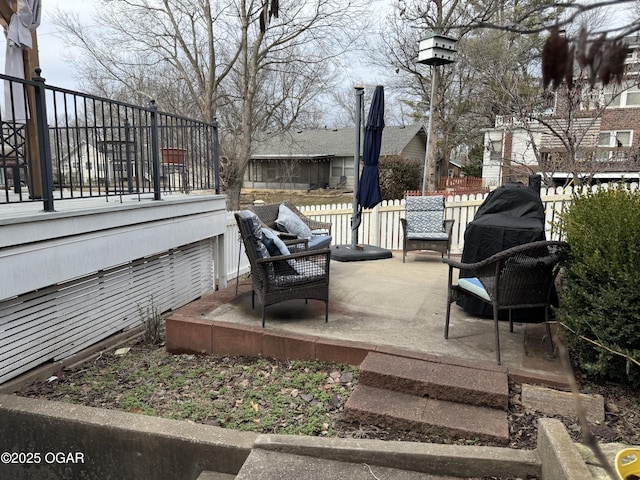 view of patio featuring an outdoor hangout area