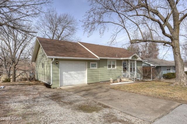 single story home with a garage