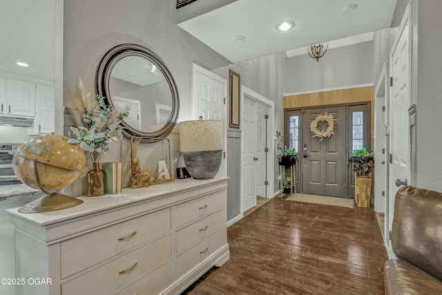 entrance foyer with dark wood-type flooring