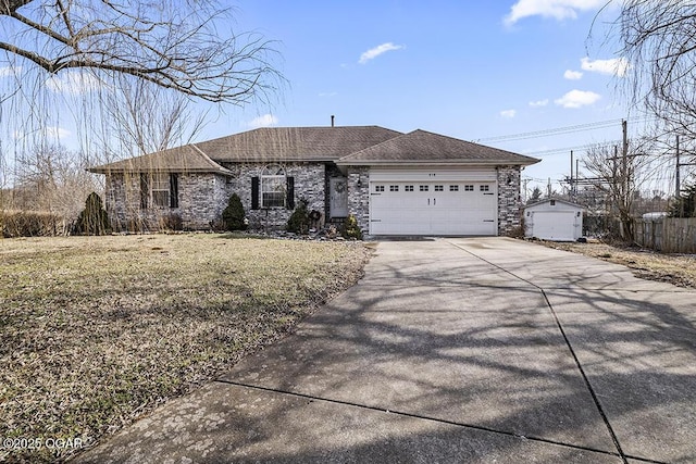 single story home featuring a front yard