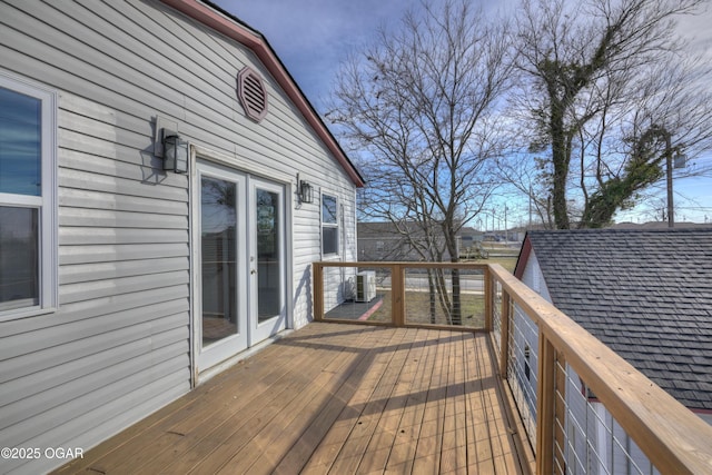 wooden terrace featuring central AC