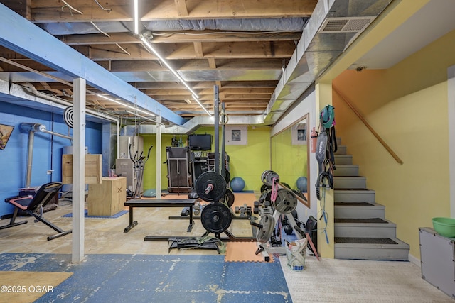 workout room featuring visible vents