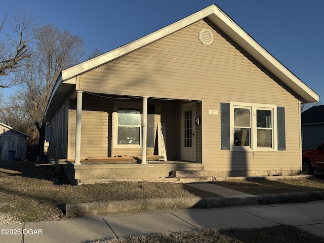 bungalow featuring a porch