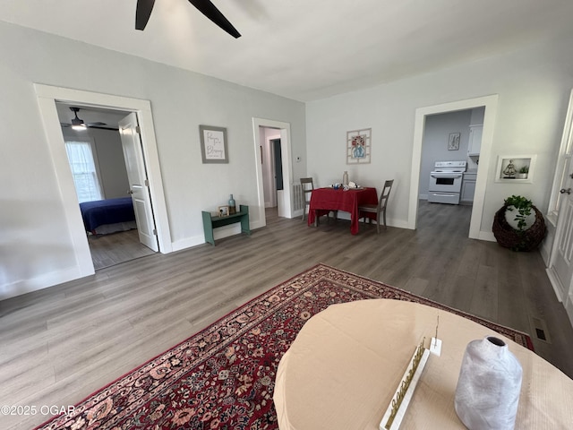 1711 Missouri Ave, Joplin, MO 64804 - living area featuring a ceiling fan and wood finished floors