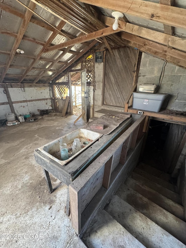 view of unfinished attic