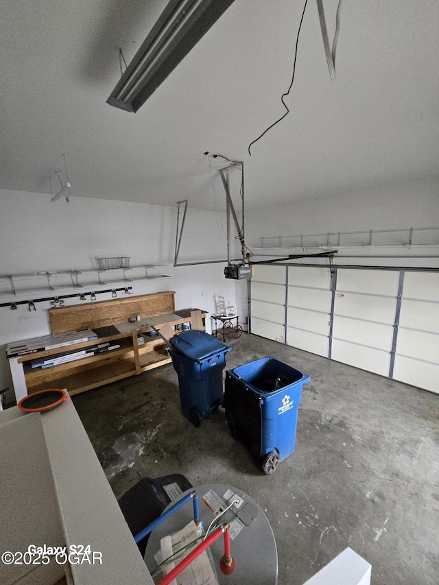 garage with a garage door opener