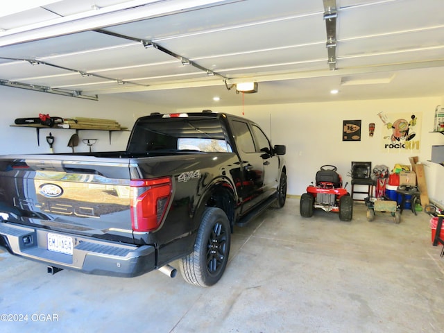 garage with a garage door opener