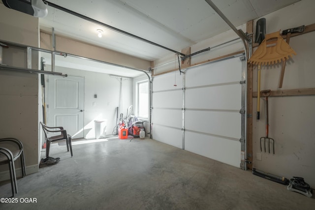 garage with a garage door opener