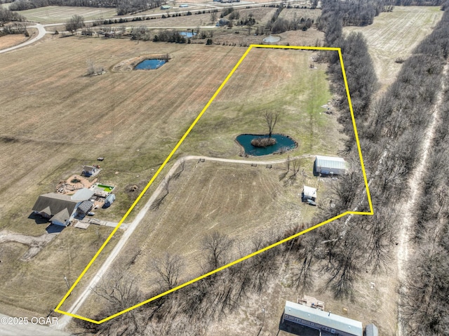 bird's eye view featuring a rural view