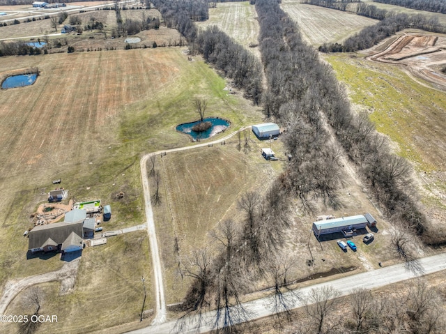 aerial view featuring a rural view