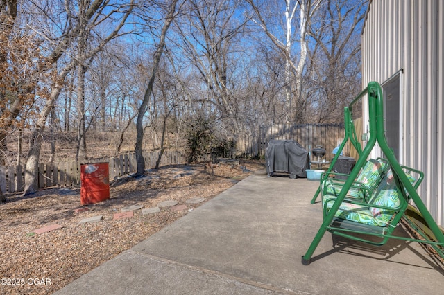 view of patio featuring fence private yard and grilling area