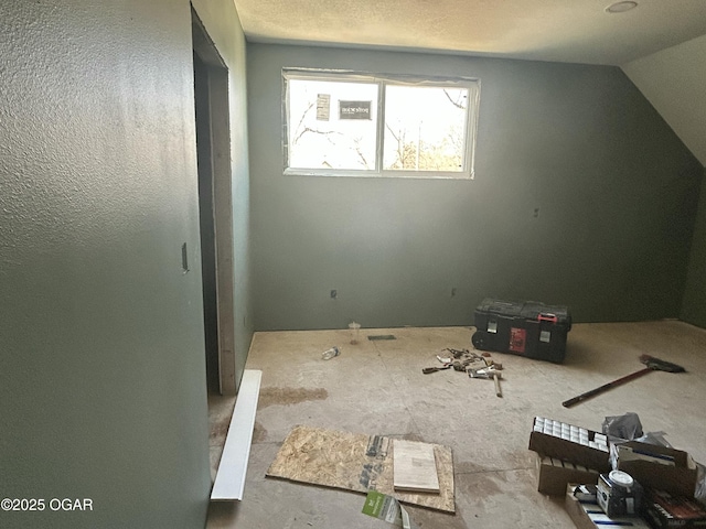 additional living space featuring lofted ceiling