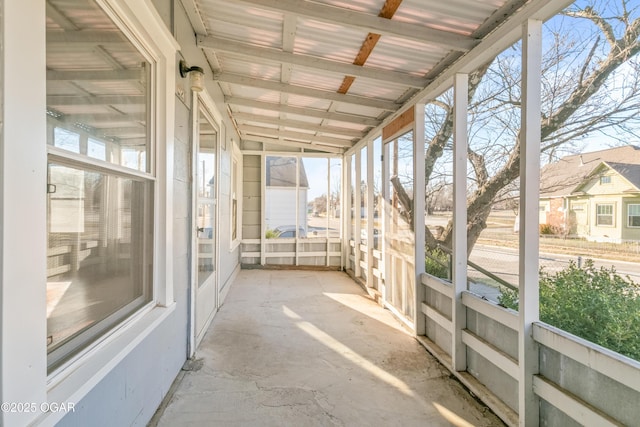 view of unfurnished sunroom