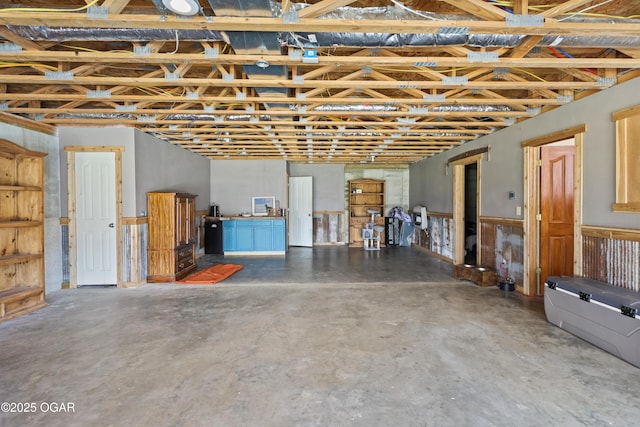 basement with wainscoting