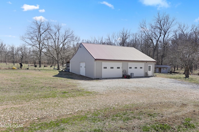 view of detached garage