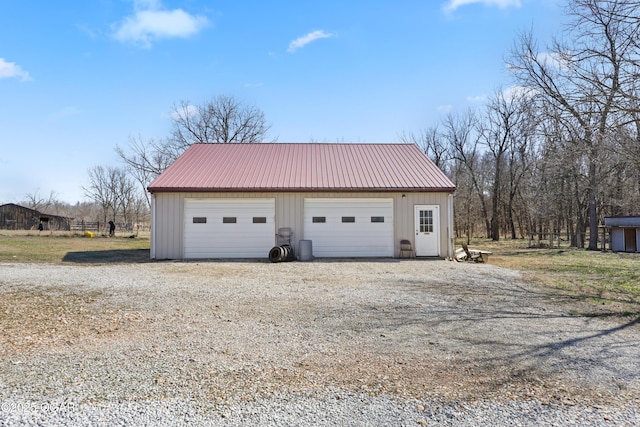 view of detached garage