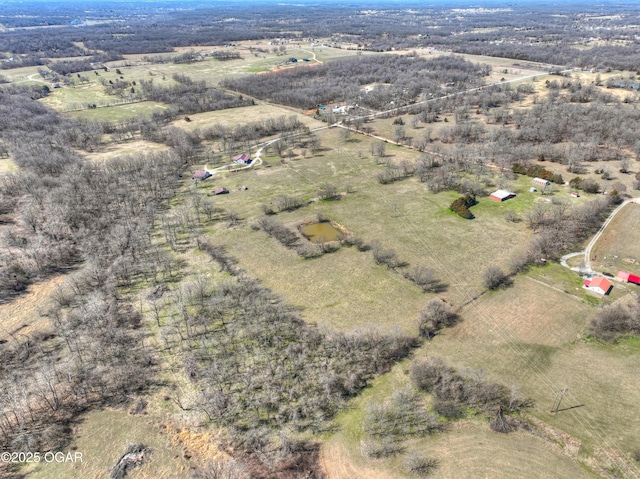 aerial view with a rural view