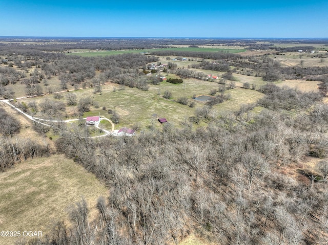 drone / aerial view featuring a rural view