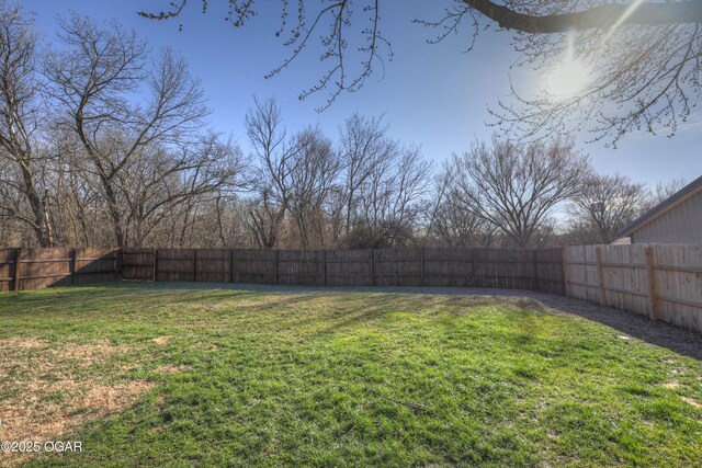 view of yard with a fenced backyard