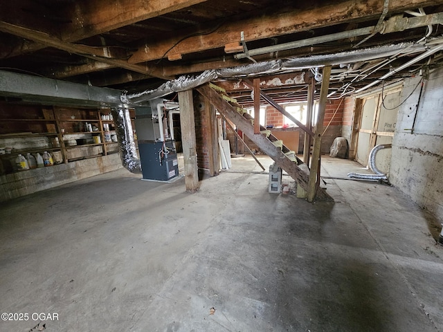 basement with heating unit