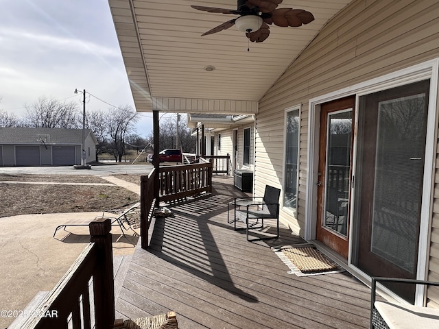 deck featuring ceiling fan