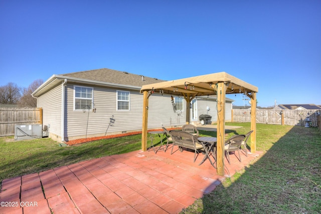 view of patio with central AC and a fenced backyard