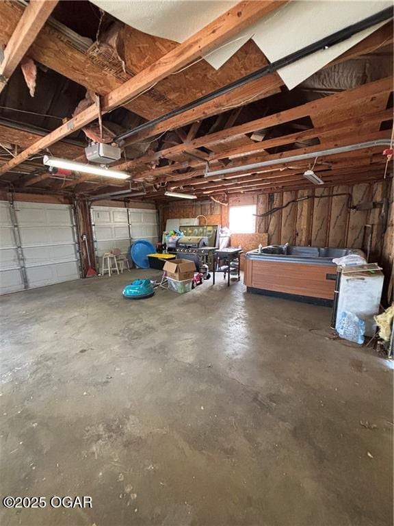 garage with a garage door opener