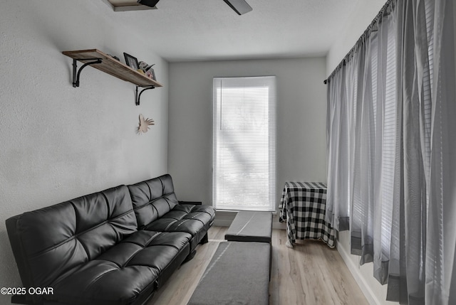 living room with a wealth of natural light and light wood finished floors