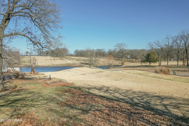 view of yard with a water view