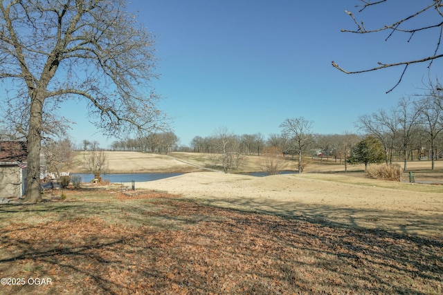 view of yard with a water view