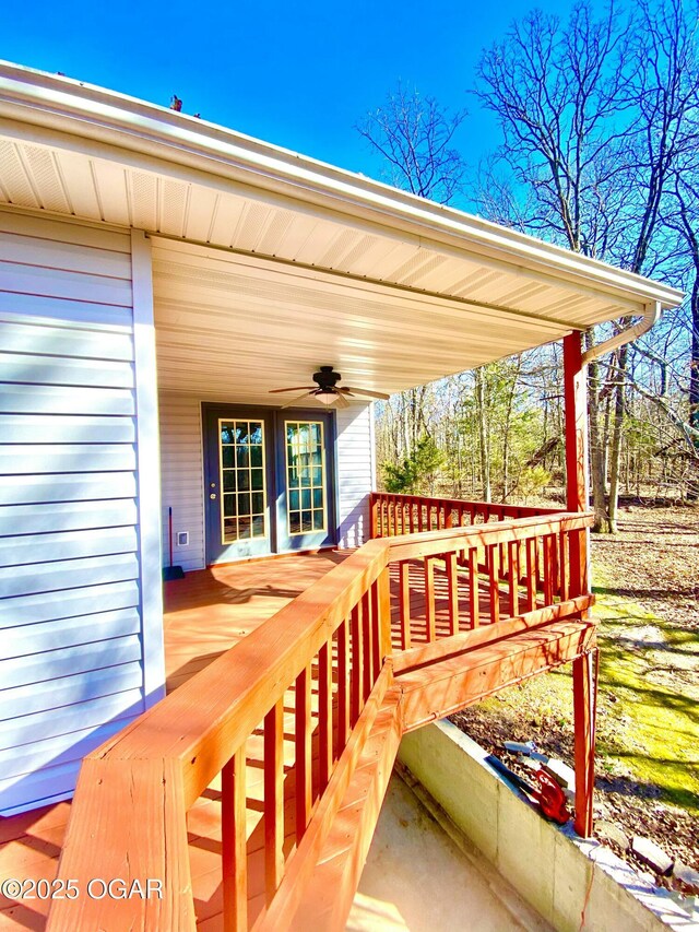 deck featuring a ceiling fan