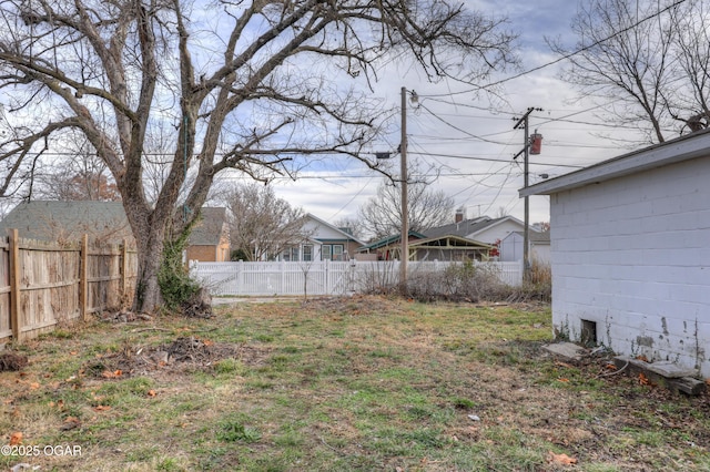 view of yard featuring a fenced backyard