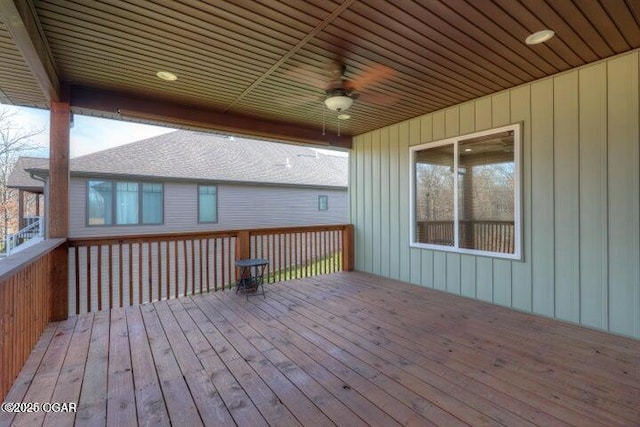 deck featuring ceiling fan