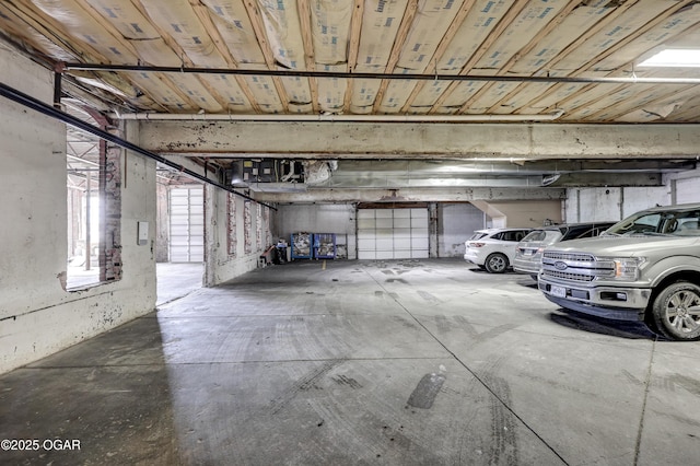 garage featuring wooden ceiling